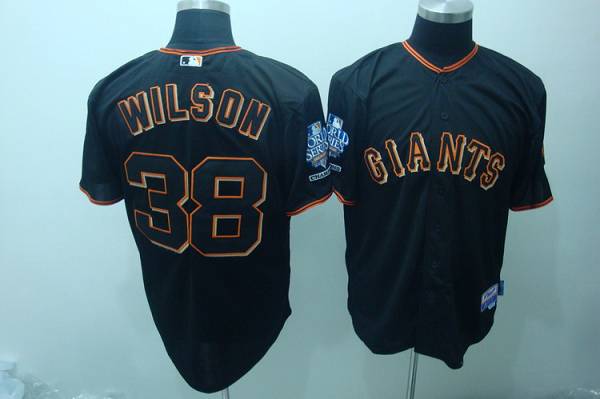 Custom Fan-Made Brian Wilson San Francisco Giants #38 Black 2010 Baseball Jersey