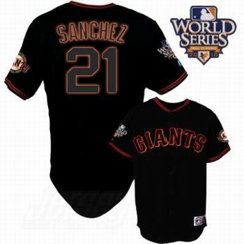 Custom Fan-Made Freddy Sanchez San Francisco Giants #21 Black 2010 Baseball Jersey