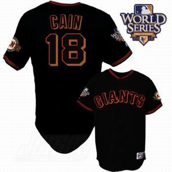 Custom Fan-Made Cain Matt San Francisco Giants #18 Black 2010 Baseball Jersey