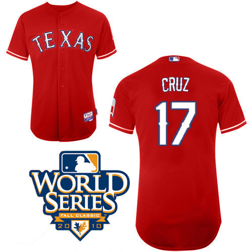 Custom Fan-Made Nelson Cruz Texas Rangers #17 Red 2010 Baseball Jersey