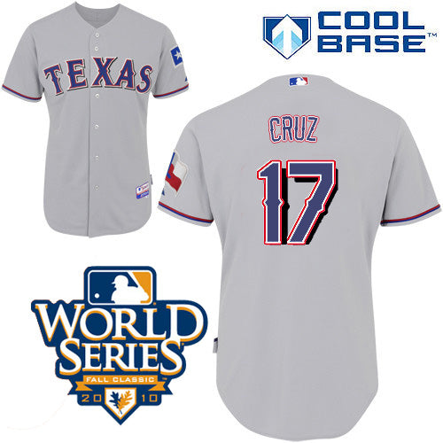 Custom Fan-Made Nelson Cruz Texas Rangers #17 Grey 2010 Baseball Jersey