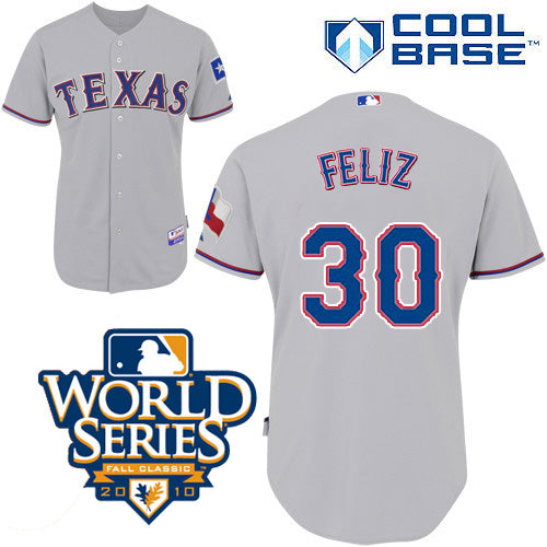 Custom Fan-Made Naftali Feliz Texas Rangers #30 Grey 2010 Baseball Jersey