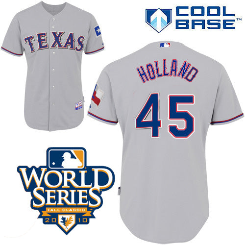 Custom Fan-Made Derek Holland Texas Rangers #45 Grey 2010 Baseball Jersey