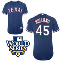 Custom Fan-Made Derek Holland Texas Rangers #45 Blue 2010 Baseball Jersey