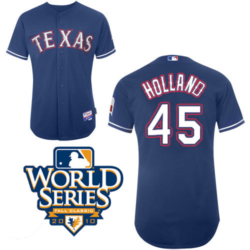 Custom Fan-Made Derek Holland Texas Rangers #45 Blue 2010 Baseball Jersey