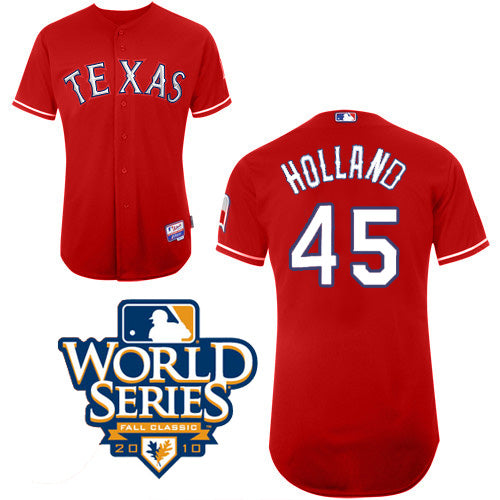 Custom Fan-Made Derek Holland Texas Rangers #45 Red 2010 Baseball Jersey
