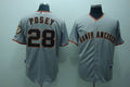 Custom Fan-Made Buster Posey San Francisco Giants #28 Grey Baseball Jersey