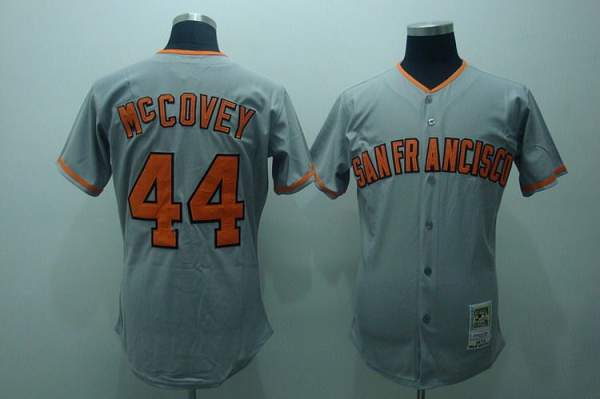 Custom Fan-Made McCovey San Francisco Giants #44 Grey Throwback Baseball Jersey
