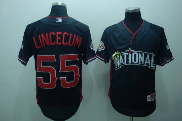 Custom Fan-Made Tim Lincecum Nation BP San Francisco Giants #55 Blue 2010 All-Star Edition Baseball Jersey