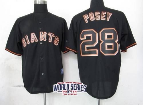 Custom Fan-Made Buster Posey San Francisco Giants #28 Black 2014 Baseball Jersey