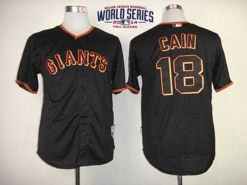 Custom Fan-Made Matt Cain San Francisco Giants #18 Black 2014 Baseball Jersey