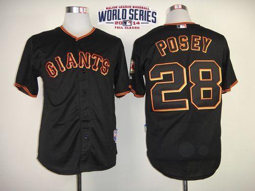Custom Fan-Made Buster Posey San Francisco Giants #28 Black 2014 Baseball Jersey