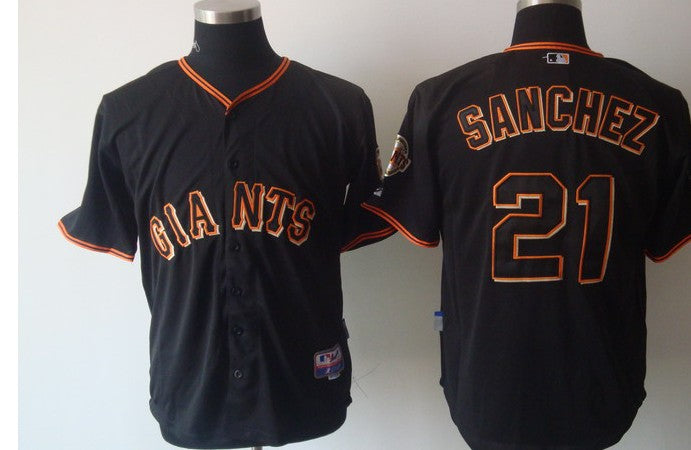 Custom Fan-Made Freddy Sanchez San Francisco Giants #21 Black Baseball Jersey