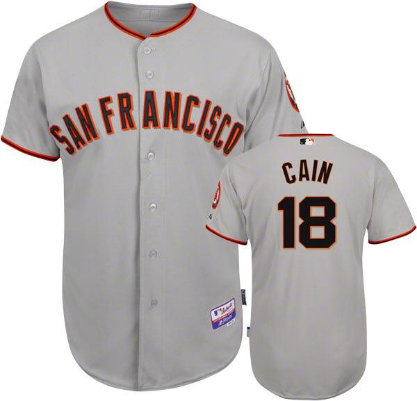 Custom Fan-Made Matt Cain San Francisco Giants #18 Grey Baseball Jersey