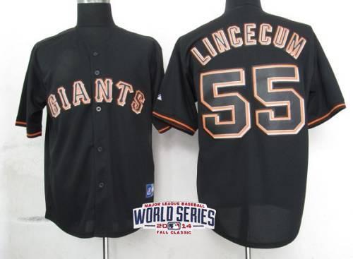 Custom Fan-Made Tim Lincecum San Francisco Giants #55 Black 2014 Baseball Jersey