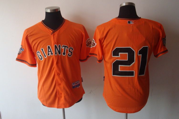 Custom Fan-Made Freddy Sanchez San Francisco Giants #21 Orange Baseball Jersey