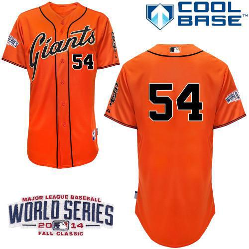 Custom Fan-Made Sergio Romo San Francisco Giants #54 Orange 2014 Baseball Jersey