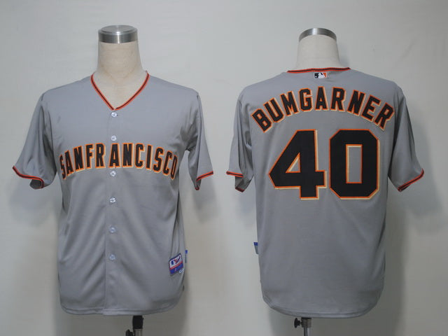 Custom Fan-Made Madison Bumgarner San Francisco Giants #40 Grey Baseball Jersey