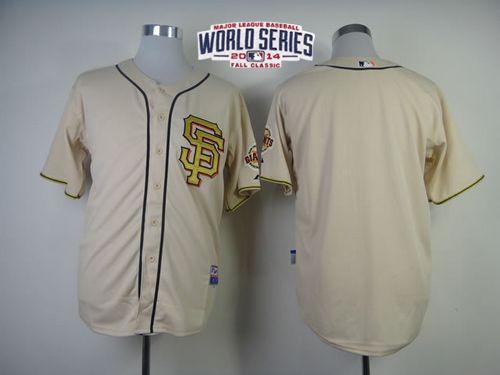 Custom Fan-Made Cream NO Gold 2014 San Francisco Giants Baseball Jersey San Francisco Giants Gold 2014 Baseball Jersey