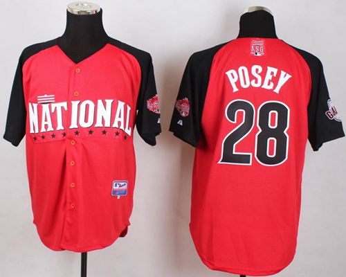 Custom Fan-Made Buster Posey San Francisco Giants #28 Red 2015 All-Star Edition Baseball Jersey