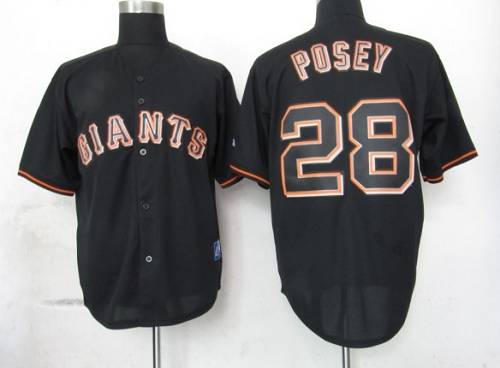 Custom Fan-Made Buster Posey San Francisco Giants #28 Black Baseball Jersey