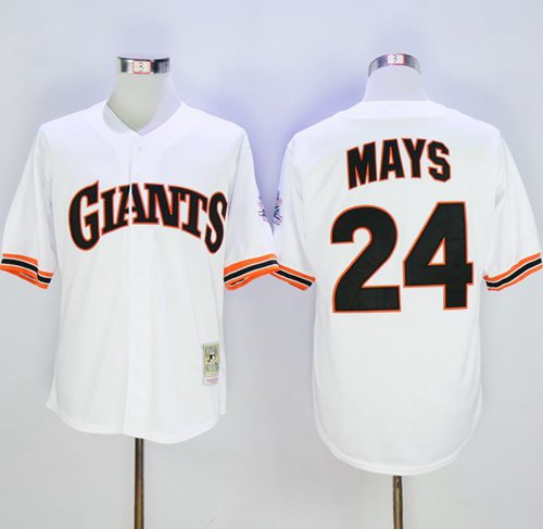 Custom Fan-Made Willie Mays San Francisco Giants #24 White 1989 Throwback Baseball Jersey