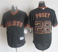 Custom Fan-Made Buster Posey San Francisco Giants #28 Black Baseball Jersey