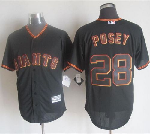 Custom Fan-Made Buster Posey San Francisco Giants #28 Black Baseball Jersey