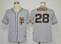 Custom Fan-Made Buster Posey San Francisco Giants #28 Grey 2012 Baseball Jersey