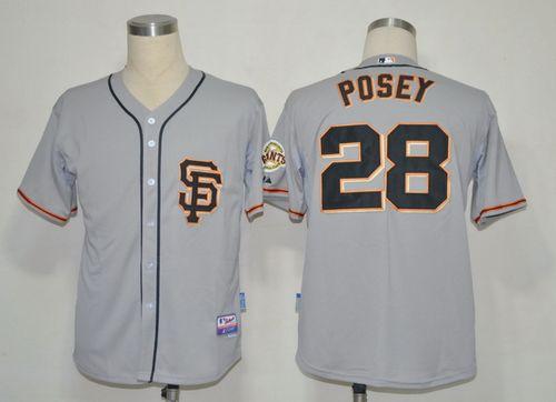 Custom Fan-Made Buster Posey San Francisco Giants #28 Grey 2012 Baseball Jersey