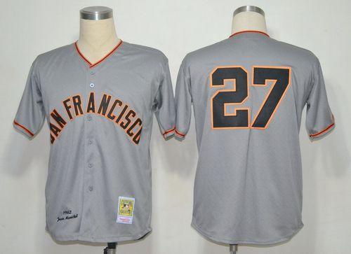 Custom Fan-Made Juan Marichal San Francisco Giants #27 Grey 1962 Throwback Baseball Jersey