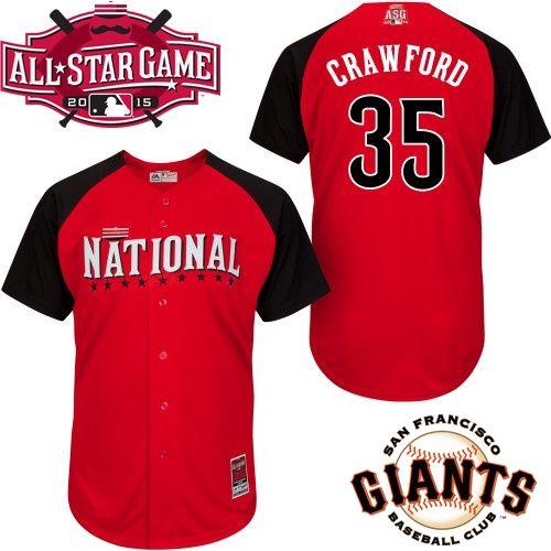 Custom Fan-Made Brandon Crawford San Francisco Giants #35 Red 2015 All-Star Edition Baseball Jersey