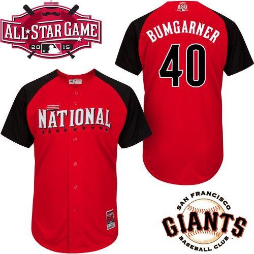 Custom Fan-Made Madison Bumgarner San Francisco Giants #40 Red 2015 All-Star Edition Baseball Jersey
