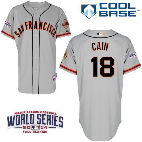 Custom Fan-Made Matt Cain San Francisco Giants #18 Grey 2014 Baseball Jersey