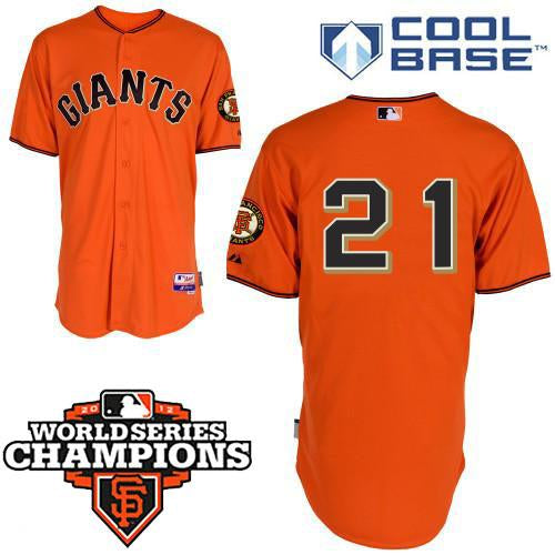 Custom Fan-Made Freddy Sanchez San Francisco Giants #21 Orange 2012 Baseball Jersey