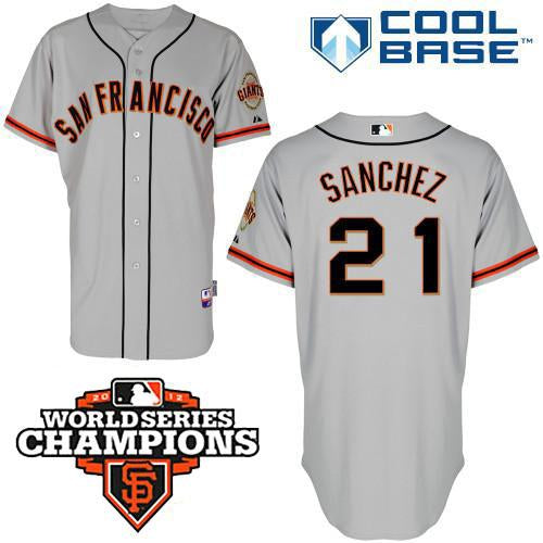 Custom Fan-Made Freddy Sanchez San Francisco Giants #21 Grey 2012 Baseball Jersey