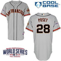 Custom Fan-Made Buster Posey San Francisco Giants #28 Grey 2014 Baseball Jersey