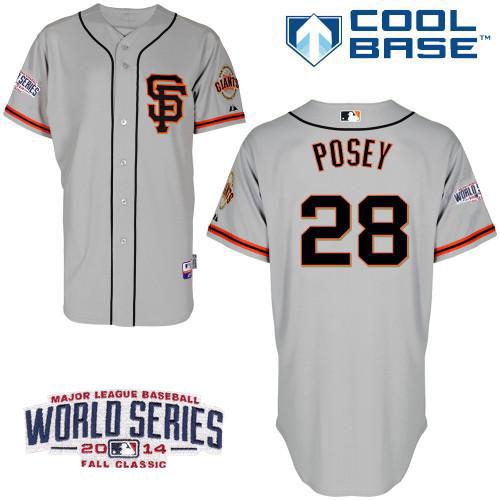 Custom Fan-Made Buster Posey San Francisco Giants #28 Grey 2014 Baseball Jersey