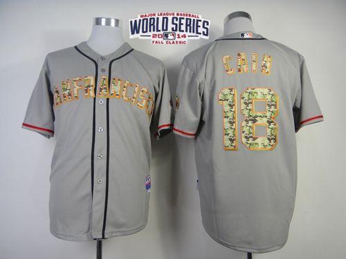 Custom Fan-Made Matt Cain San Francisco Giants #18 Grey 2014 USMC Baseball Jersey