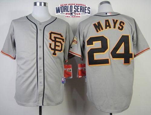 Custom Fan-Made Willie Mays San Francisco Giants #24 Grey 2014 Baseball Jersey