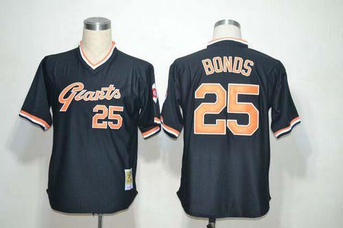 Custom Fan-Made Barry Bonds San Francisco Giants #25 Black Throwback Baseball Jersey
