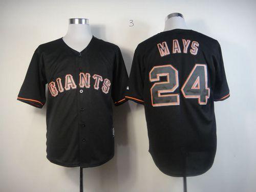 Custom Fan-Made Willie Mays San Francisco Giants #24 Black Baseball Jersey
