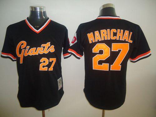 Custom Fan-Made Juan Marichal San Francisco Giants #27 Black Throwback Baseball Jersey