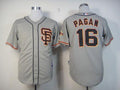 Custom Fan-Made Angel Pagan San Francisco Giants #16 Grey Baseball Jersey