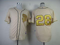 Custom Fan-Made Buster Posey Cream NO San Francisco Giants #28 Gold Baseball Jersey
