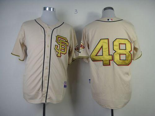 Custom Fan-Made Pablo Sandoval Cream NO San Francisco Giants #48 Gold Baseball Jersey