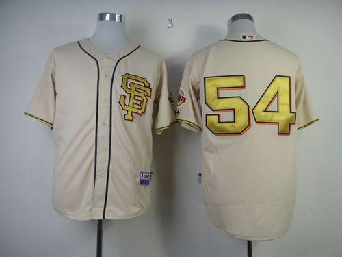 Custom Fan-Made Sergio Romo Cream NO San Francisco Giants #54 Gold Baseball Jersey