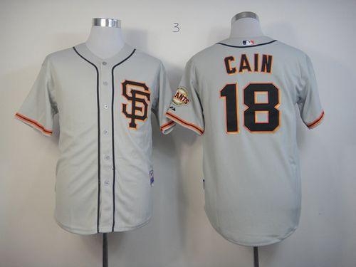 Custom Fan-Made Matt Cain San Francisco Giants #18 Grey Baseball Jersey