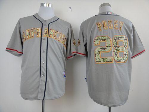 Custom Fan-Made Buster Posey San Francisco Giants #28 Grey USMC Baseball Jersey