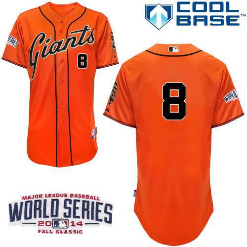 Custom Fan-Made Hunter Pence San Francisco Giants #8 Orange 2014 Baseball Jersey